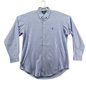 Ralph Lauren Mens Button Blue Stipe Long Sleeve Size 34
